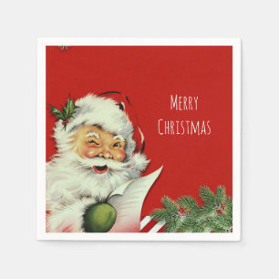 Serviette En Papier Fête de Noël rouge du Père Noël vintage