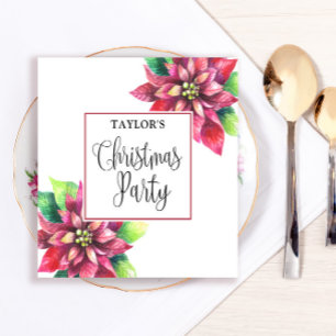 Serviette En Papier Fête de Noël Rouge Poinsettia