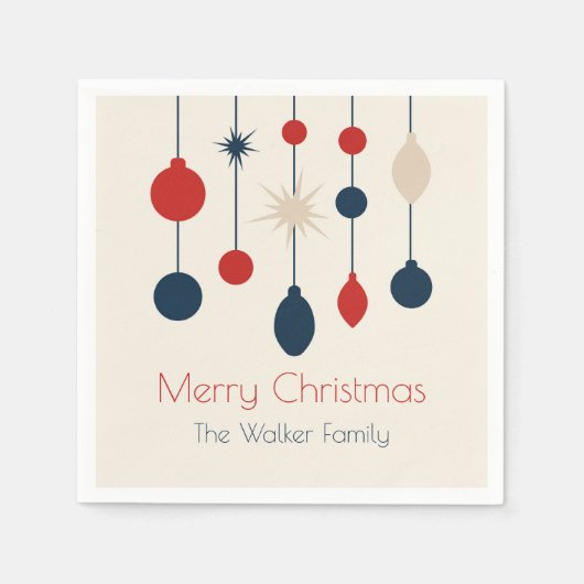 Serviette En Papier Fête de Noël Rouge Rétro (Devant)