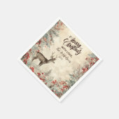 Serviette En Papier Fête de Noël Russe Deer Pine Berry (Coin)