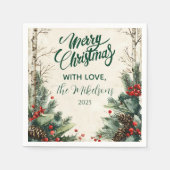 Serviette En Papier Fête de Noël Rustic Birch Pinecone (Devant)