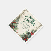 Serviette En Papier Fête de Noël Rustic Birch Pinecone (Coin)