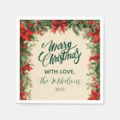 Serviette En Papier Fête de Noël Rustique Poinsettia Pine (Devant)