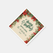 Serviette En Papier Fête de Noël Rustique Poinsettia Pine (Coin)