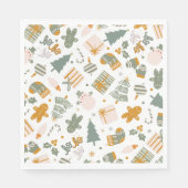 Serviette En Papier Fête de Noël Verte et Dorée (Devant)
