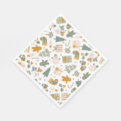 Serviette En Papier Fête de Noël Verte et Dorée (Coin)