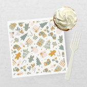 Serviette En Papier Fête de Noël Verte et Dorée