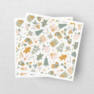 Serviette En Papier Fête de Noël Verte et Dorée
