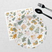 Serviette En Papier Fête de Noël Verte et Dorée