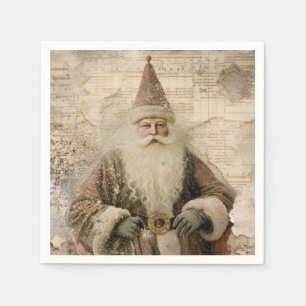 Serviette En Papier Fête de Noël Vintage Père Noël