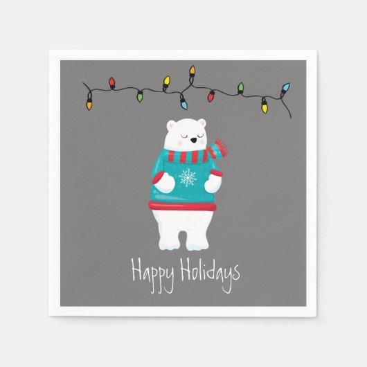 Serviette En Papier Fête de Noël Whimsical Polar Bear (Devant)