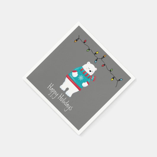 Serviette En Papier Fête de Noël Whimsical Polar Bear (Coin)