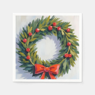Serviette En Papier Fête de Noël Wreath Painted