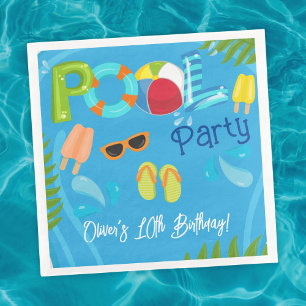 Serviette En Papier Fête de piscine garçon anniversaire fête d'été