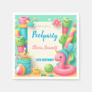 Serviette En Papier Fête de piscine modifiable Anniversaire Baignade d