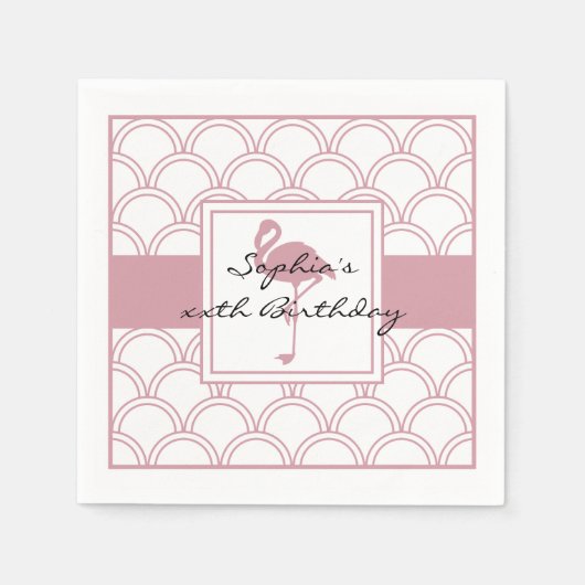Serviette En Papier Fête de plage flamant rose motif vague Art déco (Devant)