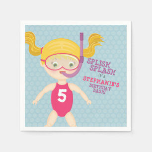 Serviette En Papier Fête de plage pour fille en snorkeling