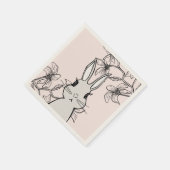 Serviette En Papier Fête de printemps de Bunny Dessin Ligne (Coin)