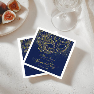 Serviette En Papier Fête de Quinceañera Mascarade Or Bleu