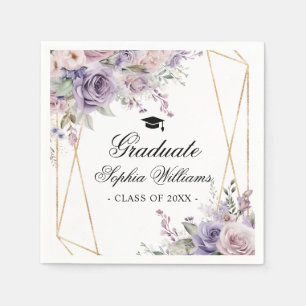 Serviette En Papier Fête de remise de diplôme Rose et Fleur de Mauve F