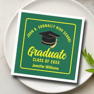 Serviette En Papier Fête de remise de diplôme sur mesure Vert Jaune Di
