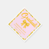 Serviette En Papier Fête de remise de diplômes à ruban gingham jaune d (Coin)