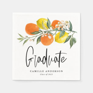 Serviette En Papier Fête de remise de diplômes aux motifs d'orange et