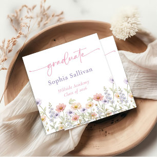 Serviette En Papier Fête de remise de diplômes avec fleurs sauvages ro