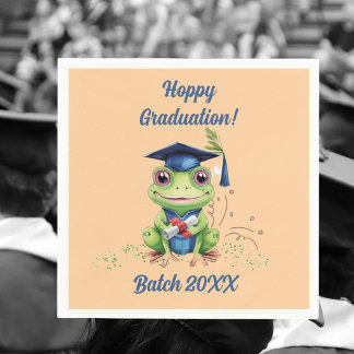 Serviette En Papier Fête de remise de diplômes drôle avec grenouille m