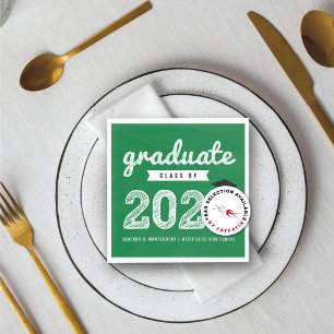 Serviette En Papier Fête de remise de diplômes moderne vert croquis au