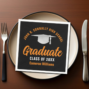 Serviette En Papier Fête de remise de diplômes personnalisée orange no