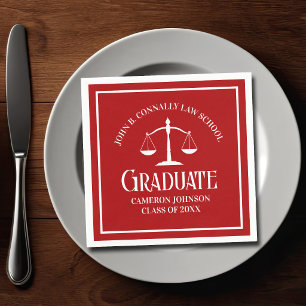 Serviette En Papier Fête de remise de diplômes personnalisée rouge et