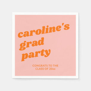 Serviette En Papier Fête de remise de diplômes rétro rose orange moder