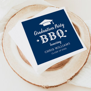 Serviette En Papier Fête de Remise des Diplômes BBQ Rustique Bleu Mari