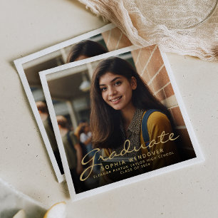 Serviette En Papier Fête de remise des diplômes en écriture dorée 2026