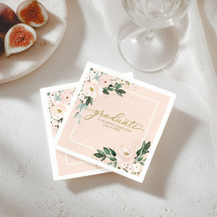 Serviette En Papier Fête de remise des diplômes florale rose pâle dipl