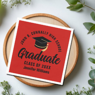 Serviette En Papier Fête de remise des diplômes personnalisée Rouge No