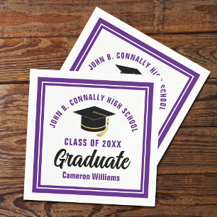 Serviette En Papier Fête de remise des diplômes personnalisée Violet B