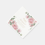 Serviette En Papier Fête de retraite à fleurs roses (Coin)
