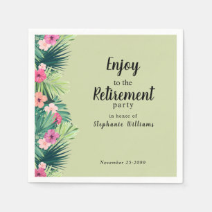 Serviette En Papier Fête de retraite aux fleurs tropicales colorées mo