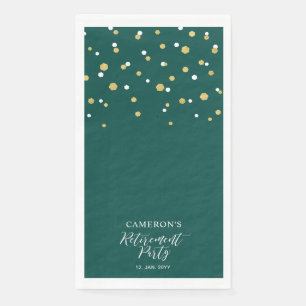 Serviette En Papier Fête de retraite confettis dorés et verts élégants