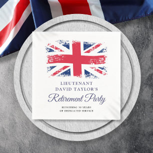 Serviette En Papier Fête de retraite du drapeau patriotique britanniqu