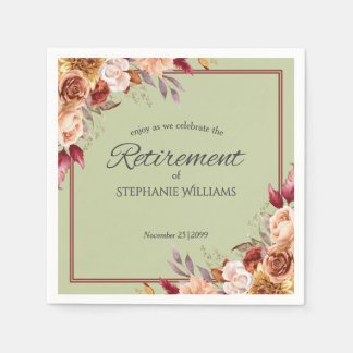 Serviette En Papier Fête de retraite élégante aux fleurs pastel automn