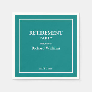 Serviette En Papier Fête de retraite Formel Classique Turquoise Blanc