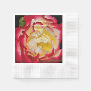 Serviette En Papier Fête de retraite Rose rouge et or Floral Macro