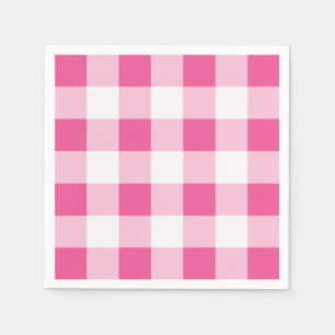 Serviette En Papier Fête de réunion de famille à carreaux buffle rose