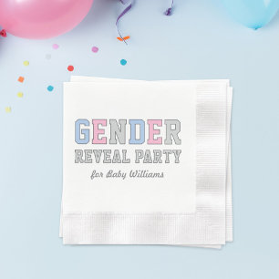 Serviette En Papier Fête de Révélation du Sexe Rose et Bleu Moderne