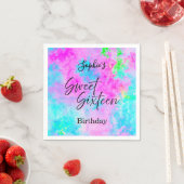 Serviette En Papier Fête de seize ans pastel néon (En situation)