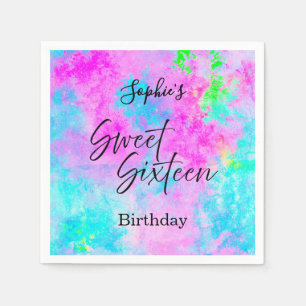 Serviette En Papier Fête de seize ans pastel néon