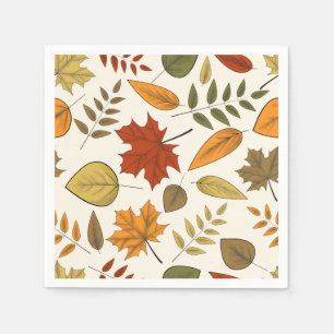 Serviette En Papier Fête de Thanksgiving avec feuillage d'automne